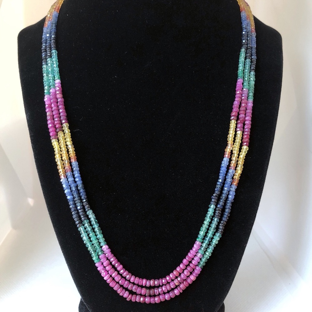 Stunning Rainbow Sapphire Ruby Emerald Gemstone N… - image 6